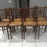 Rare suite of 8 chairs bistrot salon Fischel 1890
