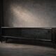 Vintage Mid-Century Scandinavian Modern Dark Oak Sideboard & Wooden Handles