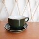 Chocolate cup or large green and gold bistro café "Apilco", porcelain