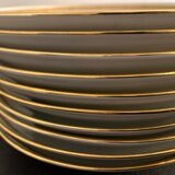 10 hollow porcelain plates from Limoges Bernardaud, gilded Greek decoration, twentieth century