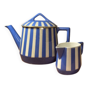 Théière et pot à lait Fox trott Sarreguemines annees 30 collection