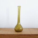 Vase à col long en verre soufflé bullé