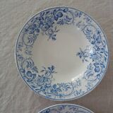 2 Hollow plates Luneville Keller and Guerin decoration blue flowers faience old