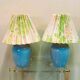 Vintage pair of blue ceramic table lamps