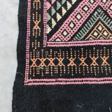 Colorful black margoum rug hand-woven in natural wool