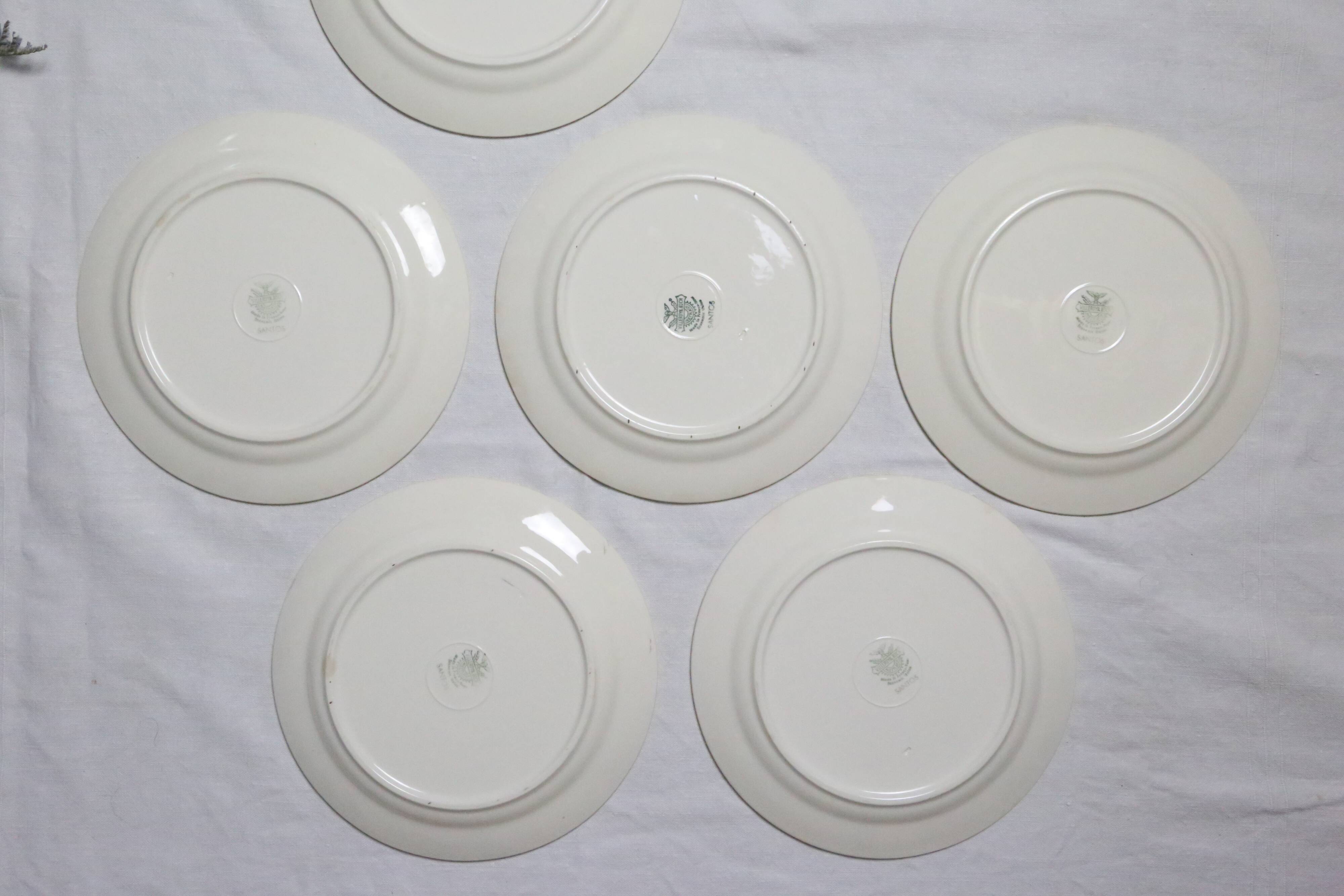 Deep plate service x6, Santos service, pink, Villeroy and Boch, vintage