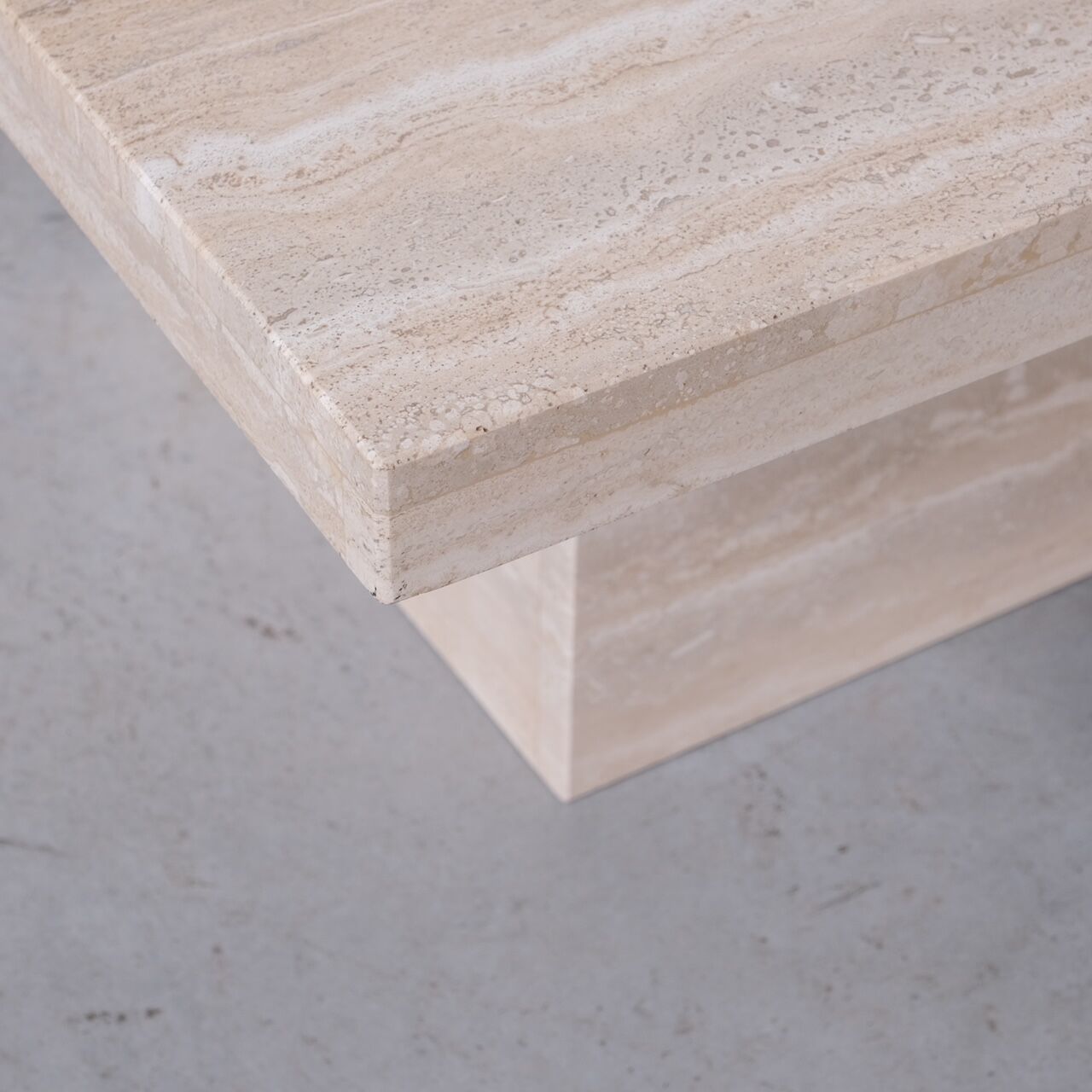 Travertine belgium mid-century square coffee table