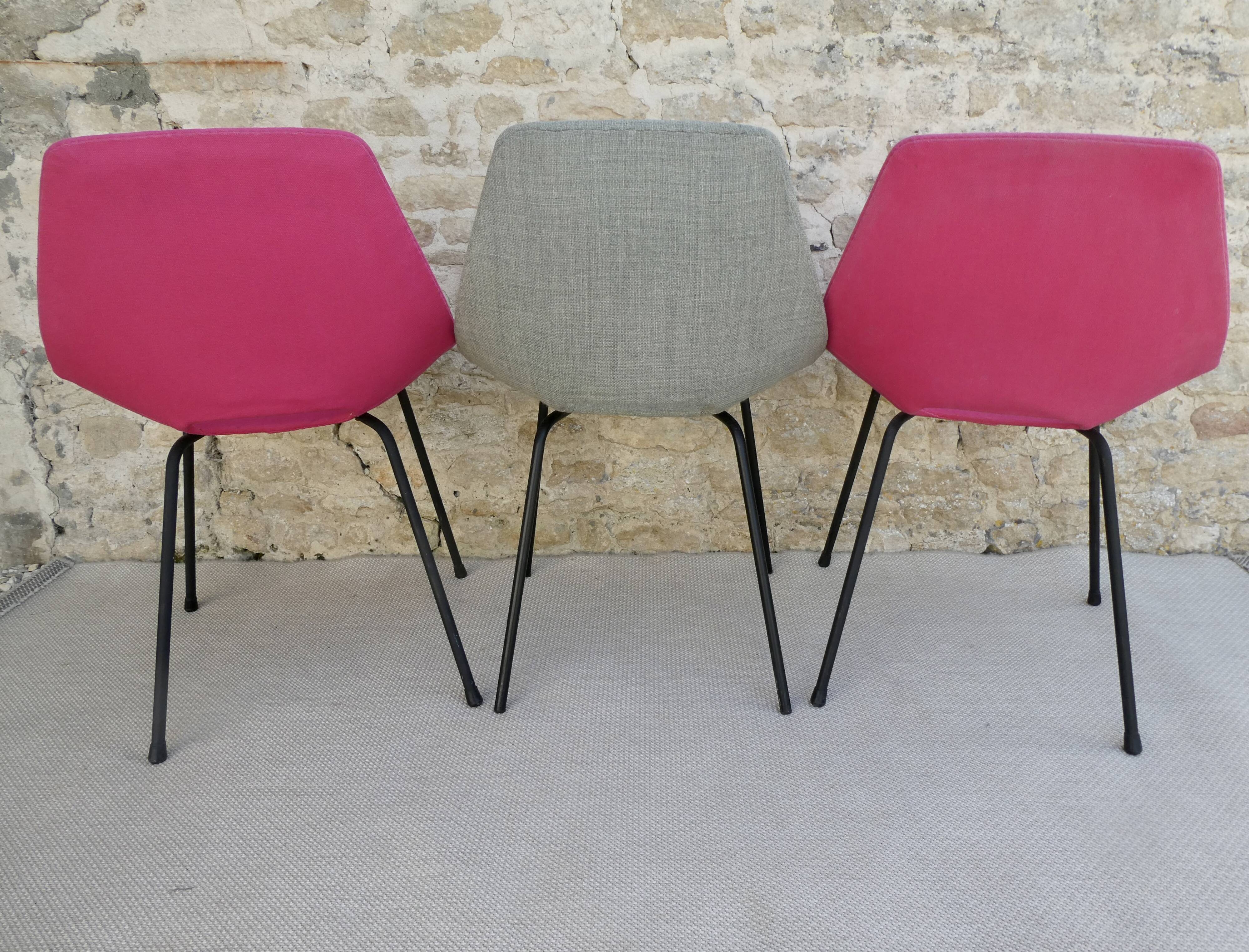 Trio of tonneau chairs by Pierre Guariche for Steiner