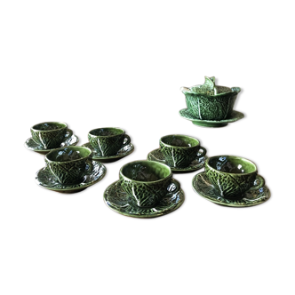 6 coffee cups in barbotine cabbage
