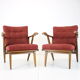 1960s pair of oak armchairs, czechoslovakia
