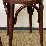 Pair of low stools in curved wood, vintage "Thonet" style
