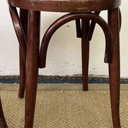 Pair of low stools in curved wood, vintage "Thonet" style