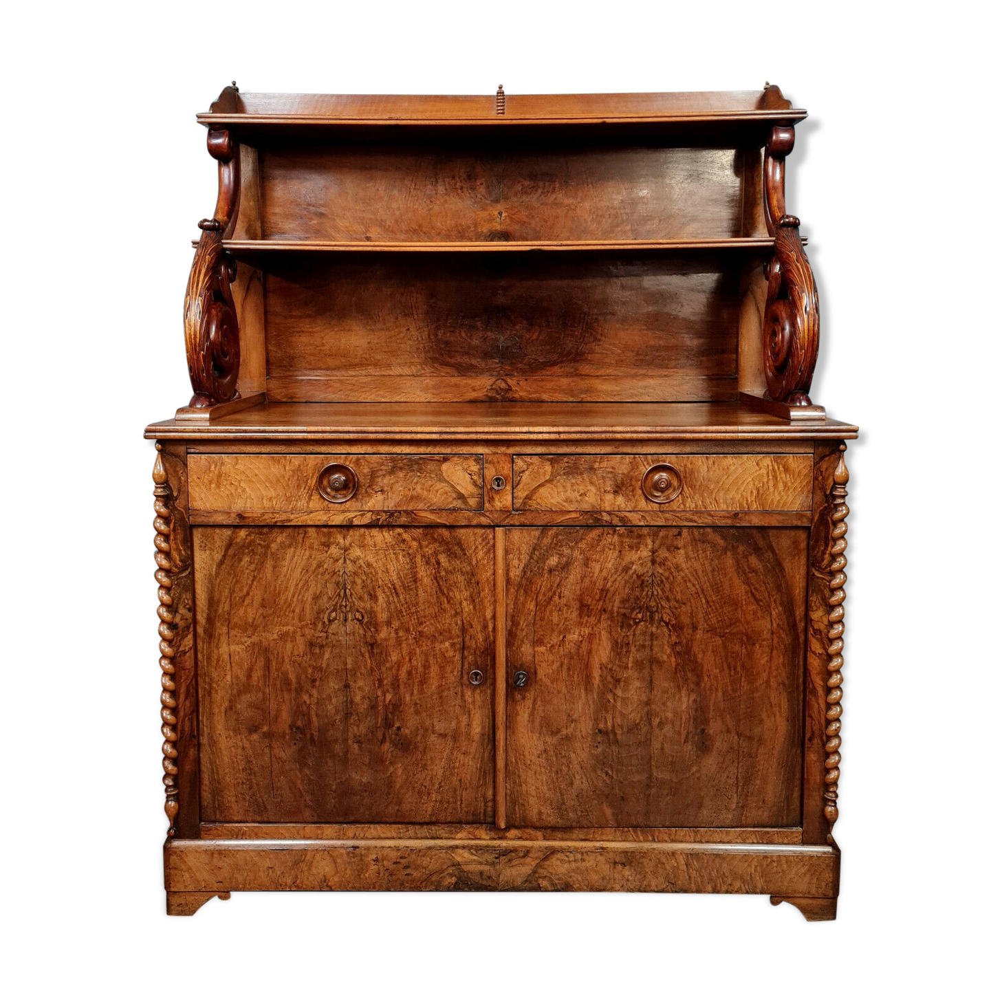 Vaisselier called Saint Hubert time Napoleon III in walnut bramble