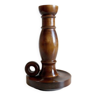 Large vintage turned wood hand candle holder