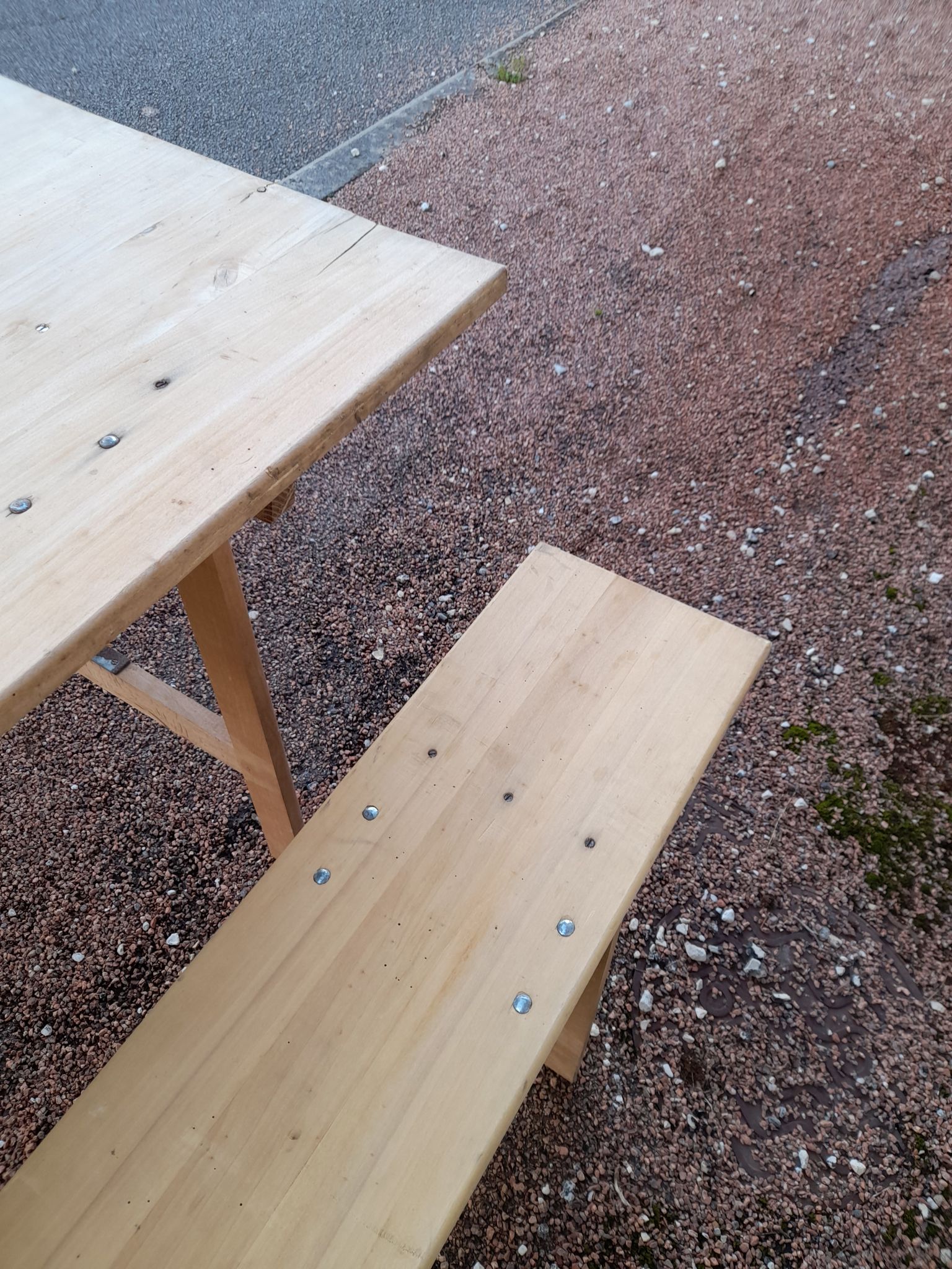 Table and folding benches of bistro guinguette -2m20