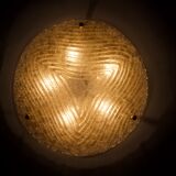 Ceiling lamp in brass & frosted glass