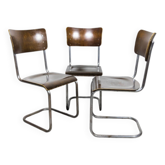 Ensemble de 3 premières chaises cantilever Mart Stam S 43, années 1930