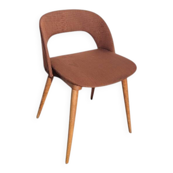 Chaise en bois et tissu, années 60-70