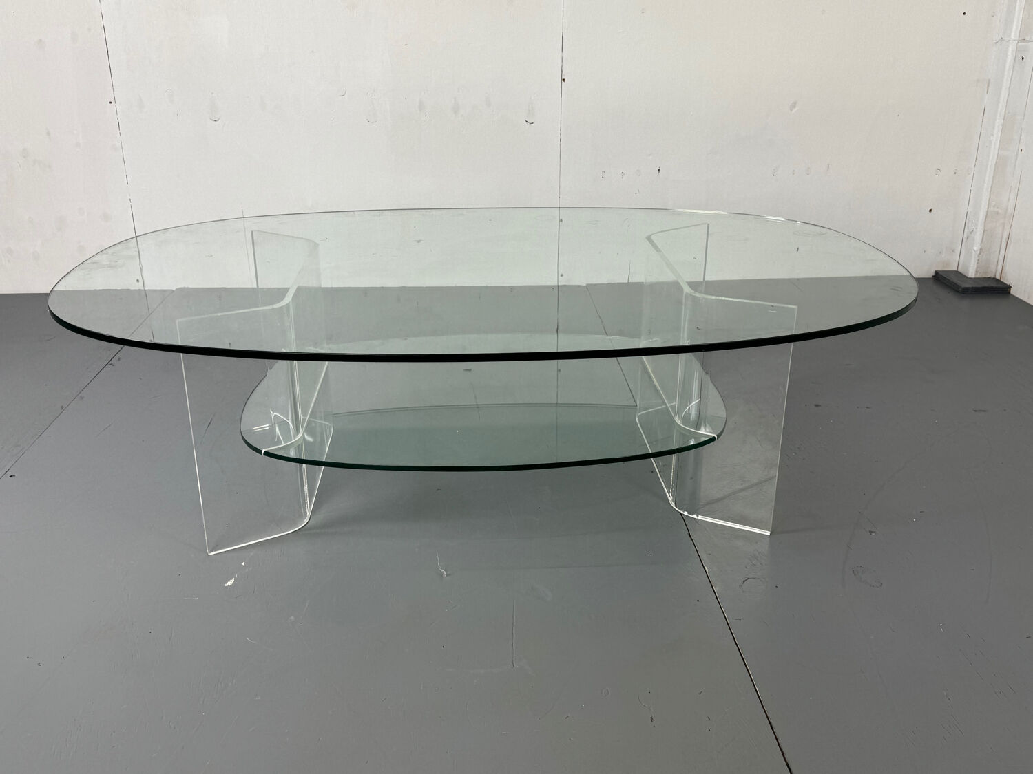 Space Age Italian modern Glass and Perspex Coffee Table, 1990s
