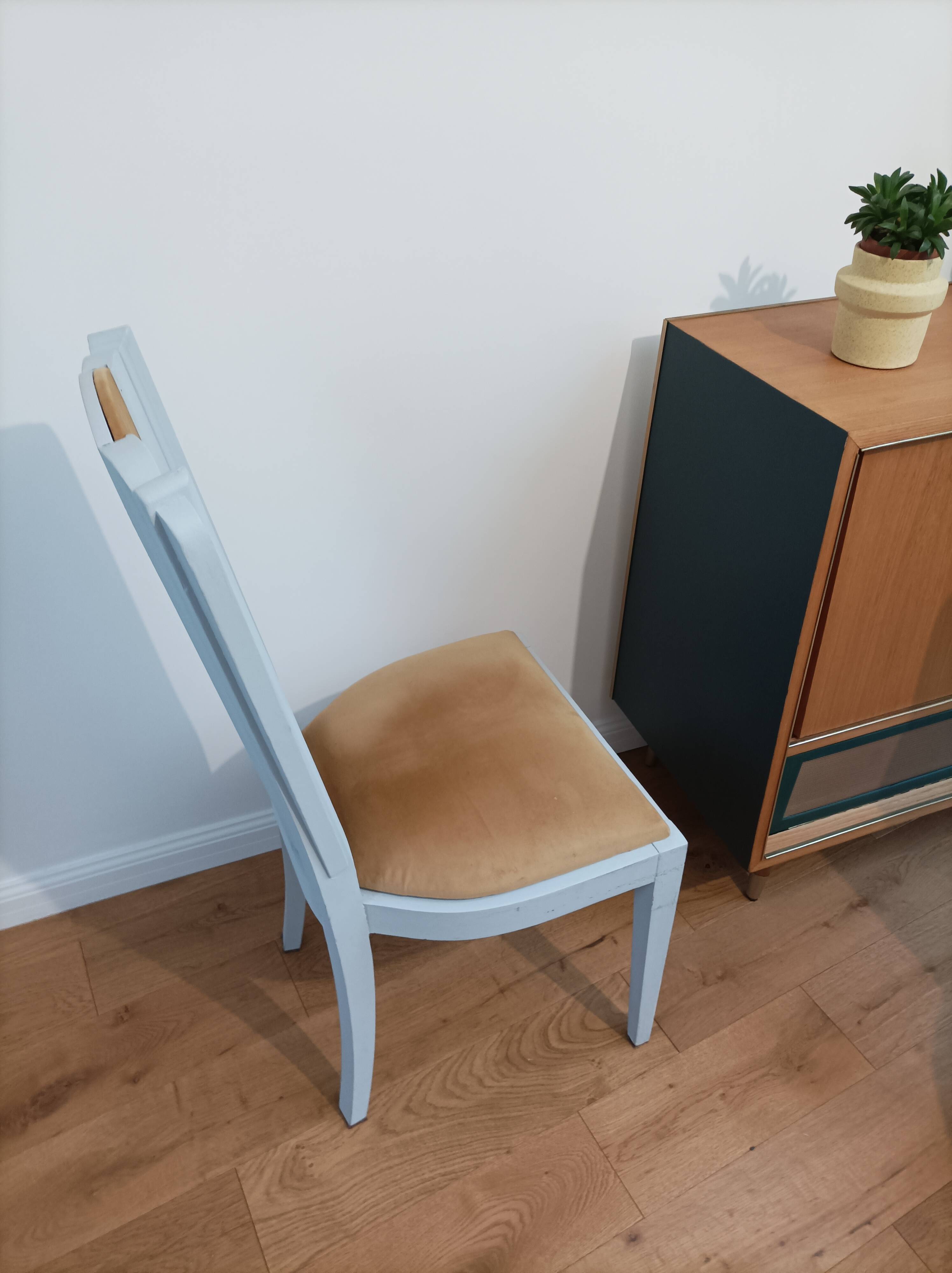 Pair of vintage 1930s chairs in wood and velvet (Art Deco style)