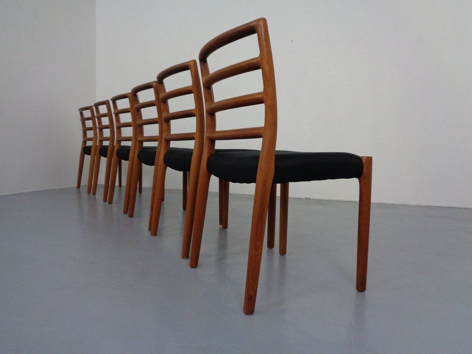 Model 85 Teak Dining Chairs by Niels Otto Møller for J. L. Møllers, 1960s, Set of 6
