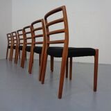 Model 85 Teak Dining Chairs by Niels Otto Møller for J. L. Møllers, 1960s, Set of 6