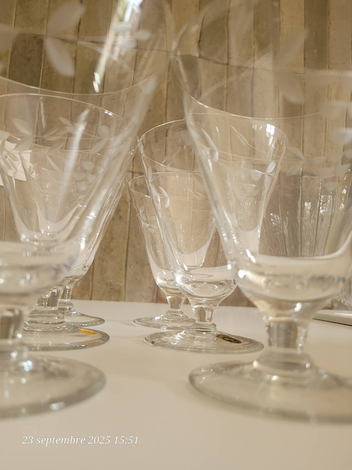 6 crystal water glasses