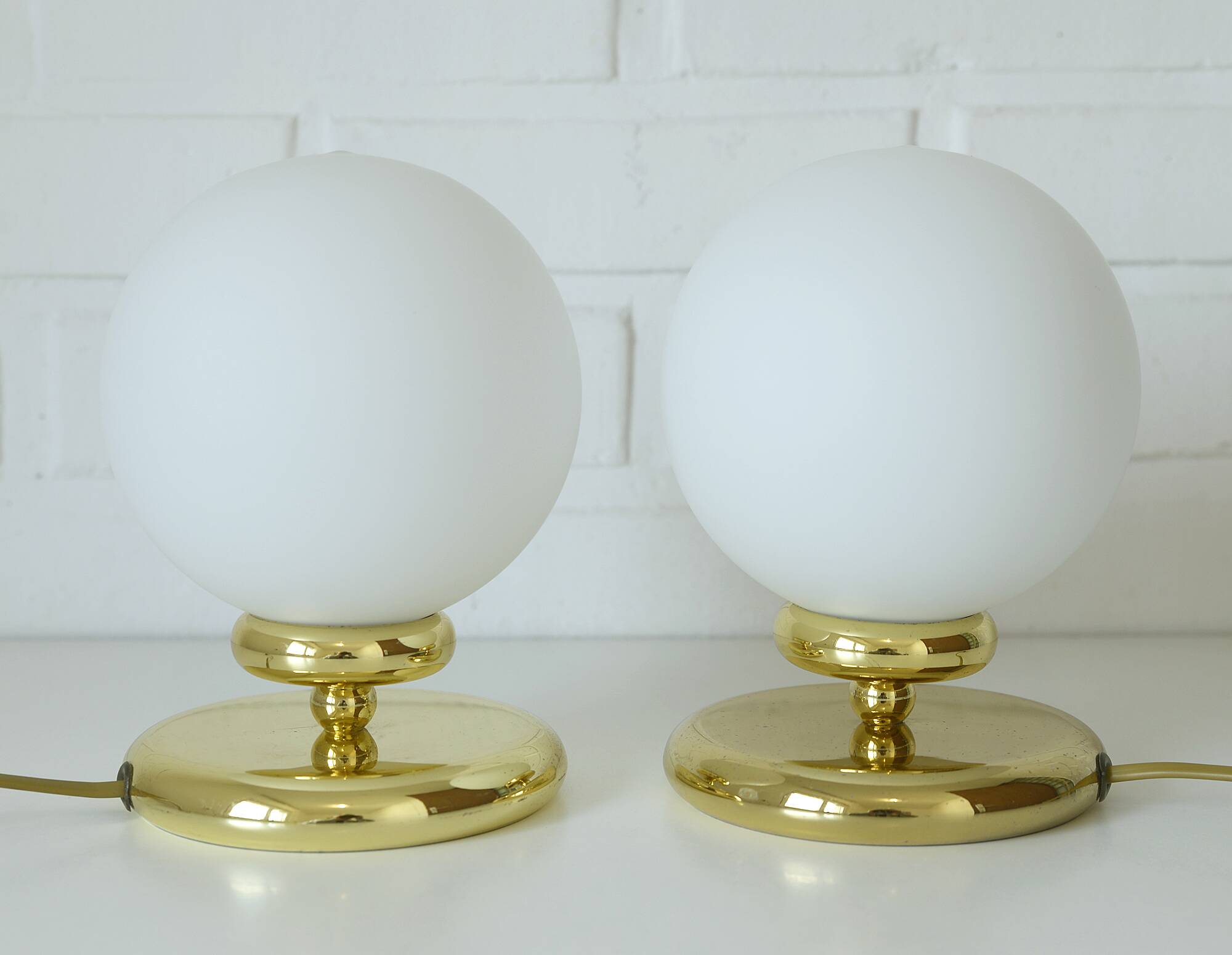 Pair of vintage gold bedside lamps desk lights from 80s retro table lights