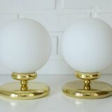 Pair of vintage gold bedside lamps desk lights from 80s retro table lights
