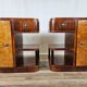 Pair of Art Decò bedside tables in walnut and thuja