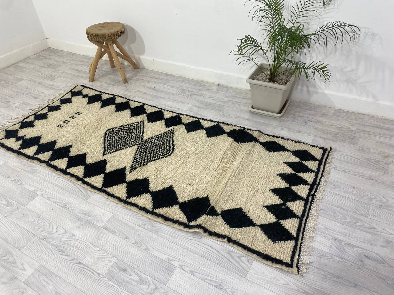 Handmade Moroccan Berber carpet 231 X 95 CM