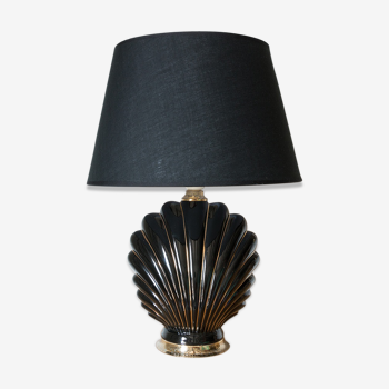 Lampe coquillage noire et dorée