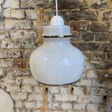White opaline pendant light, 1970, Italy