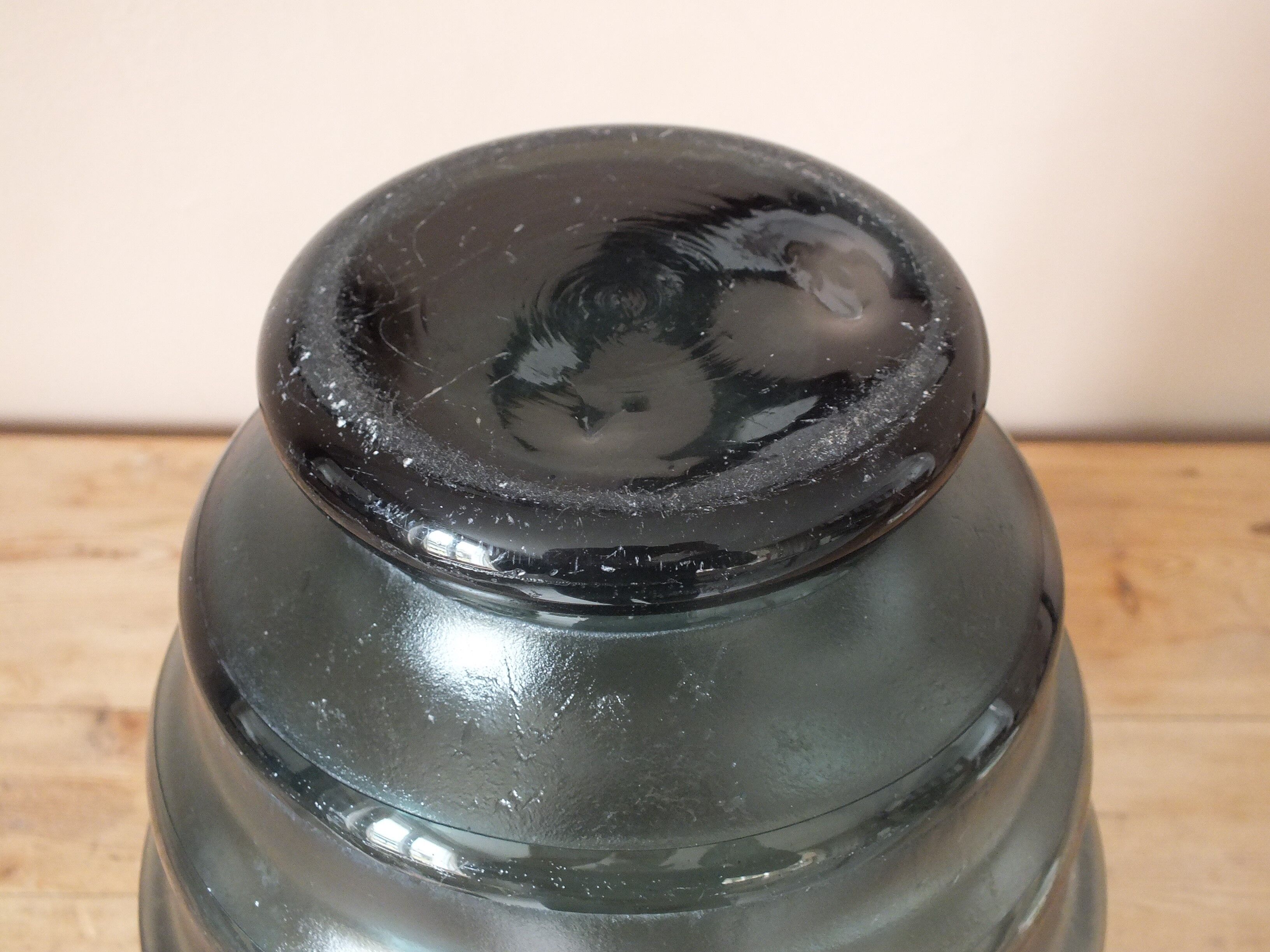 Art Deco vase in frosted blue glass