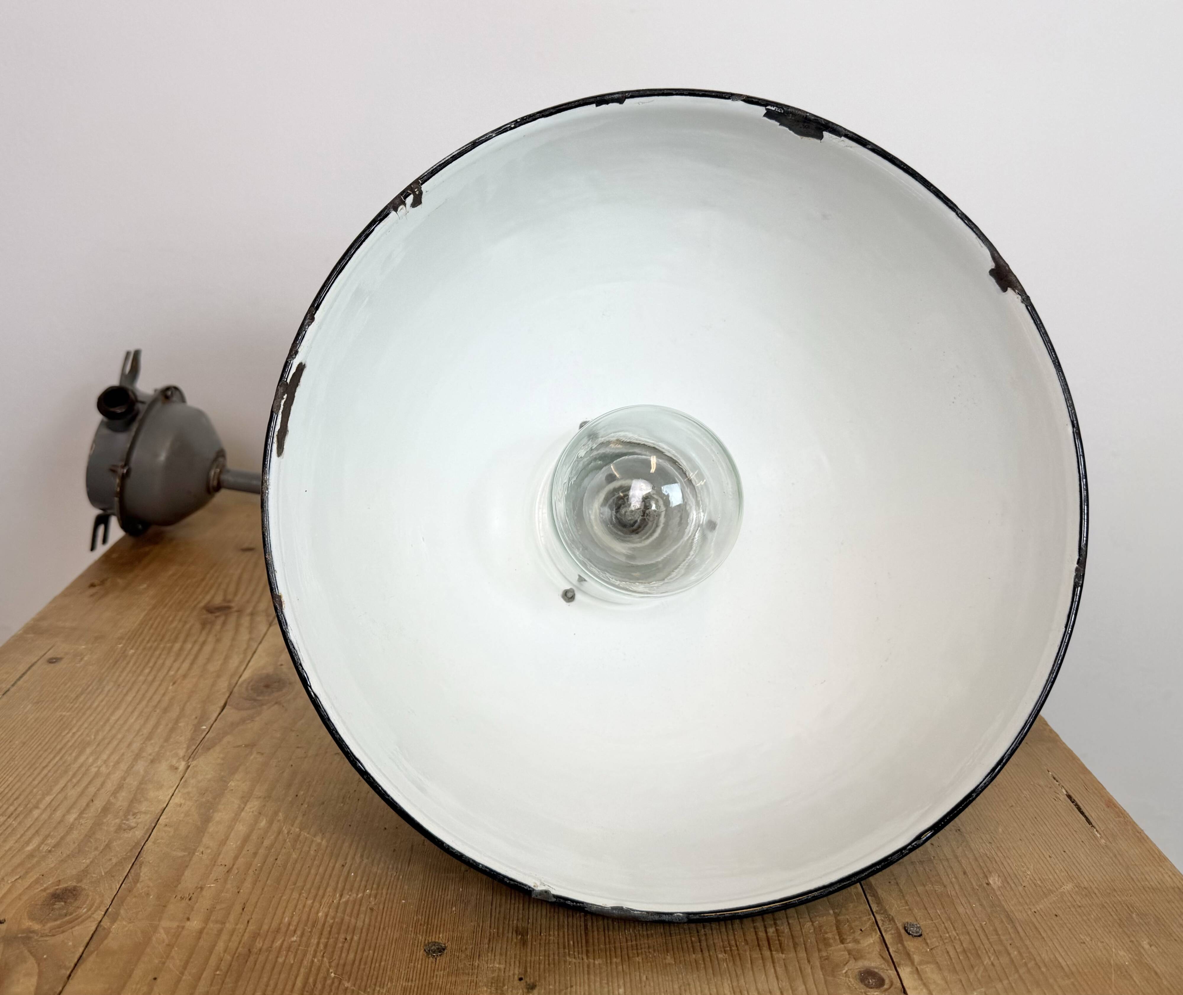 Industrial Factory Wall Lamp with Black Enamel Shade, 1960s