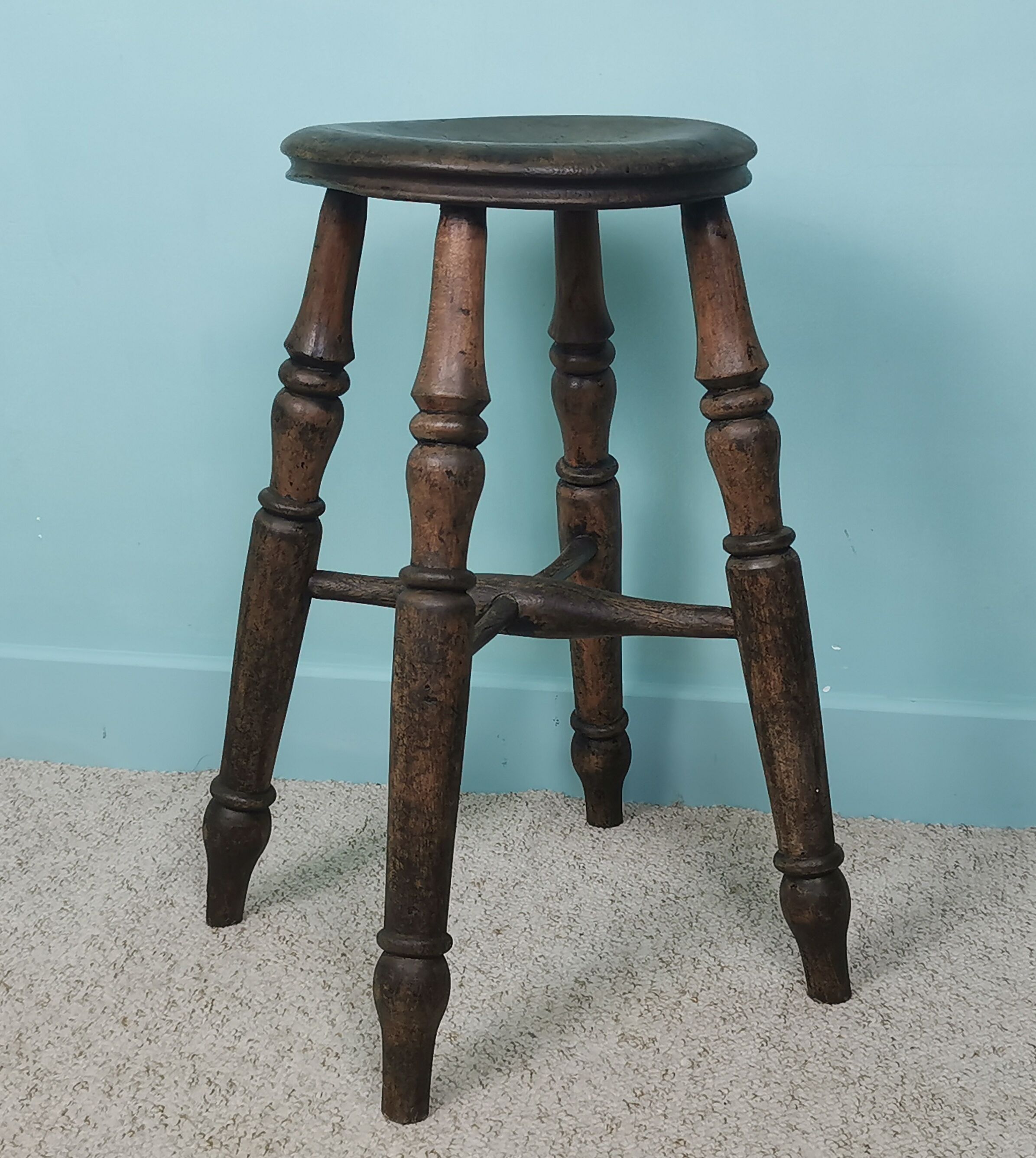 Turned wooden stool