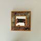Vintage wooden mirror with floral pattern from the 80s 20*20 cm