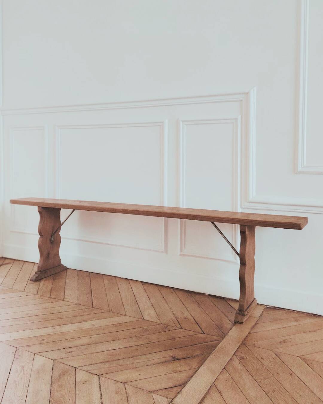 Renovated vintage bench, made of wood - 2 available, sold individually.
