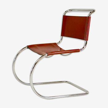 Chair MR10, Mies Van Der Rorhe, circa 1960, Leather cogna