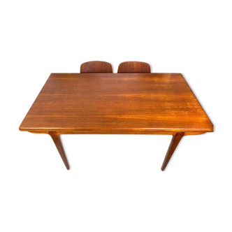 Large teak dining room table with extensions - 6 to 10 people - designer Jean Tricoire & Robert Vecchione - 1960 (Vintage)