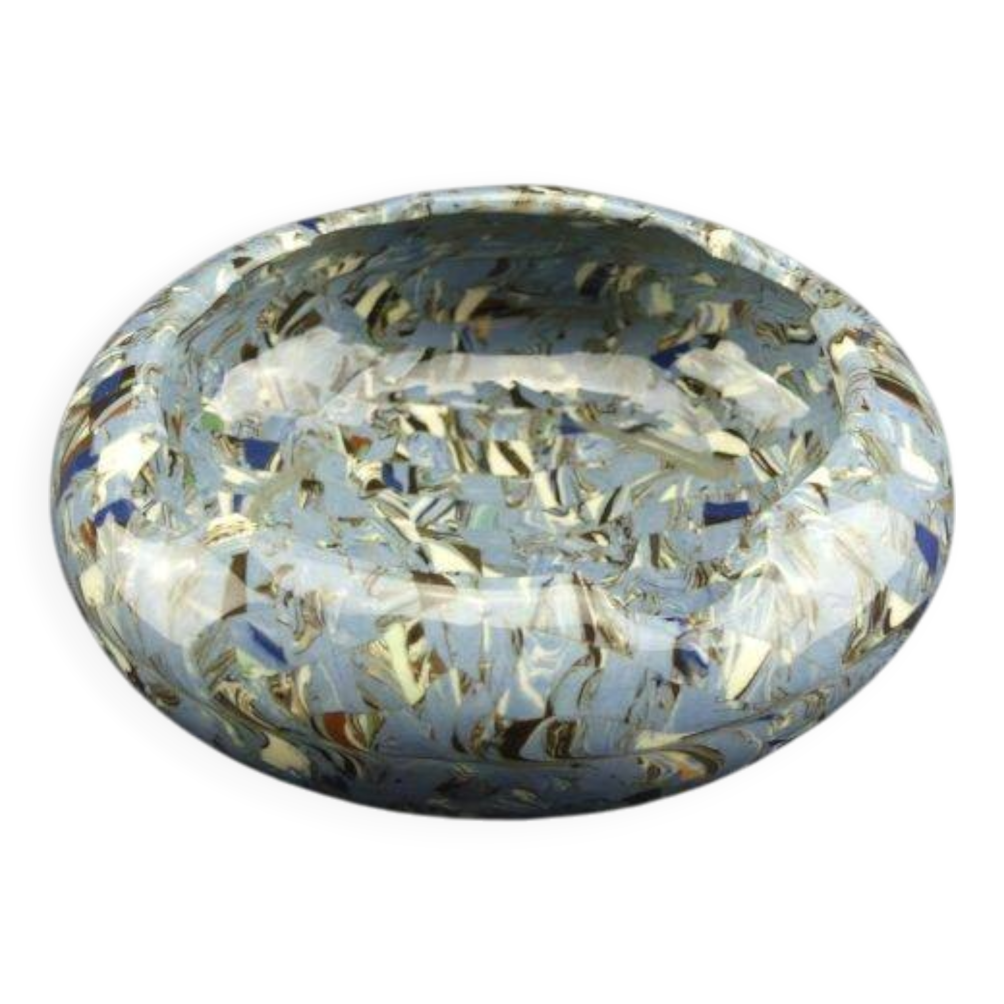 Gerbino, Vallauris, blue ashtray in mosaic earth