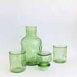 Vintage glass decanter and 3 glasses