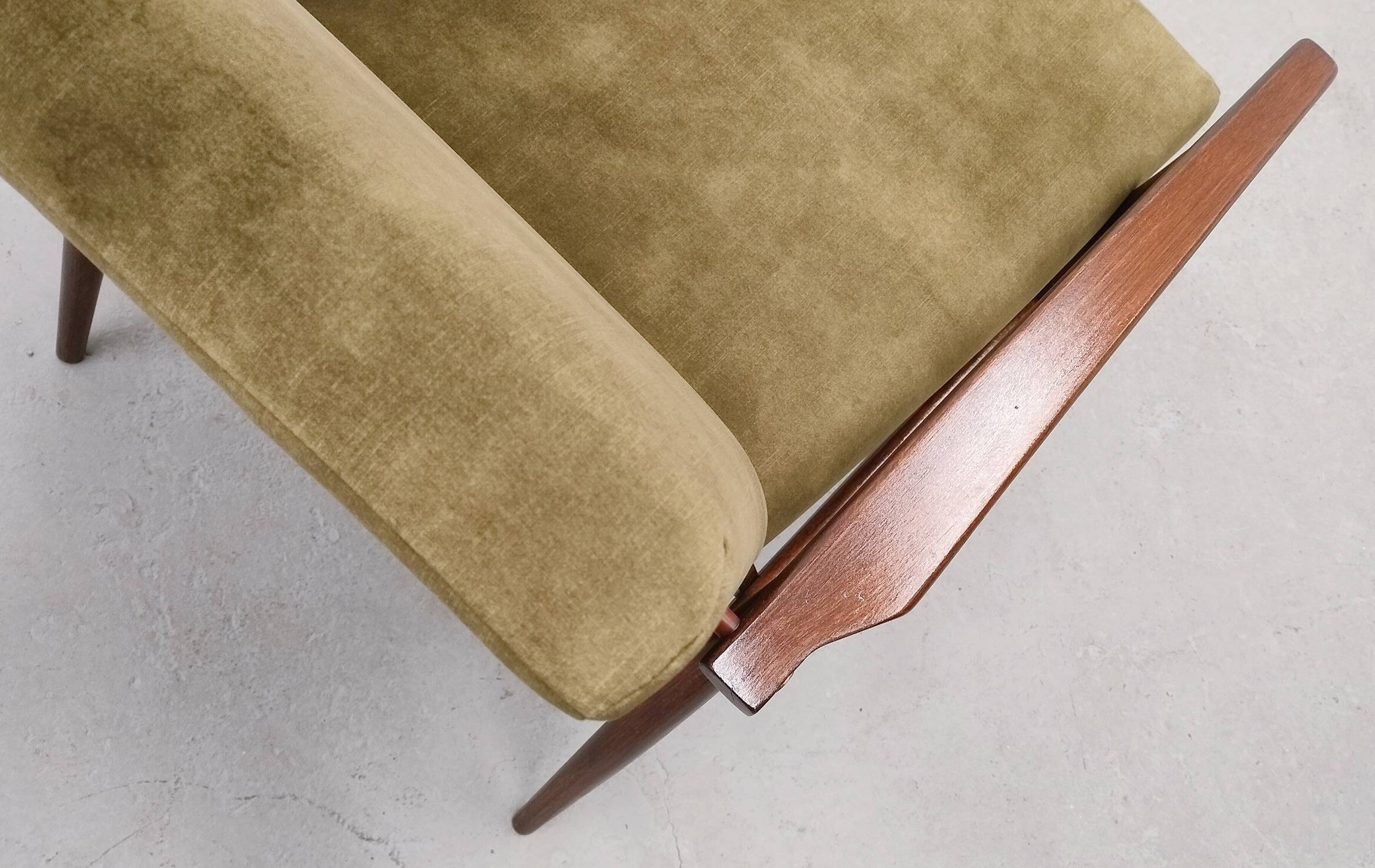 1960 Henryk Lis Mid Century Armchair in Forest Green Velvet