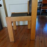 4 Ibisco wood and leather chairs