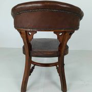 Chaise de bureau victorienne en acajou et cuir