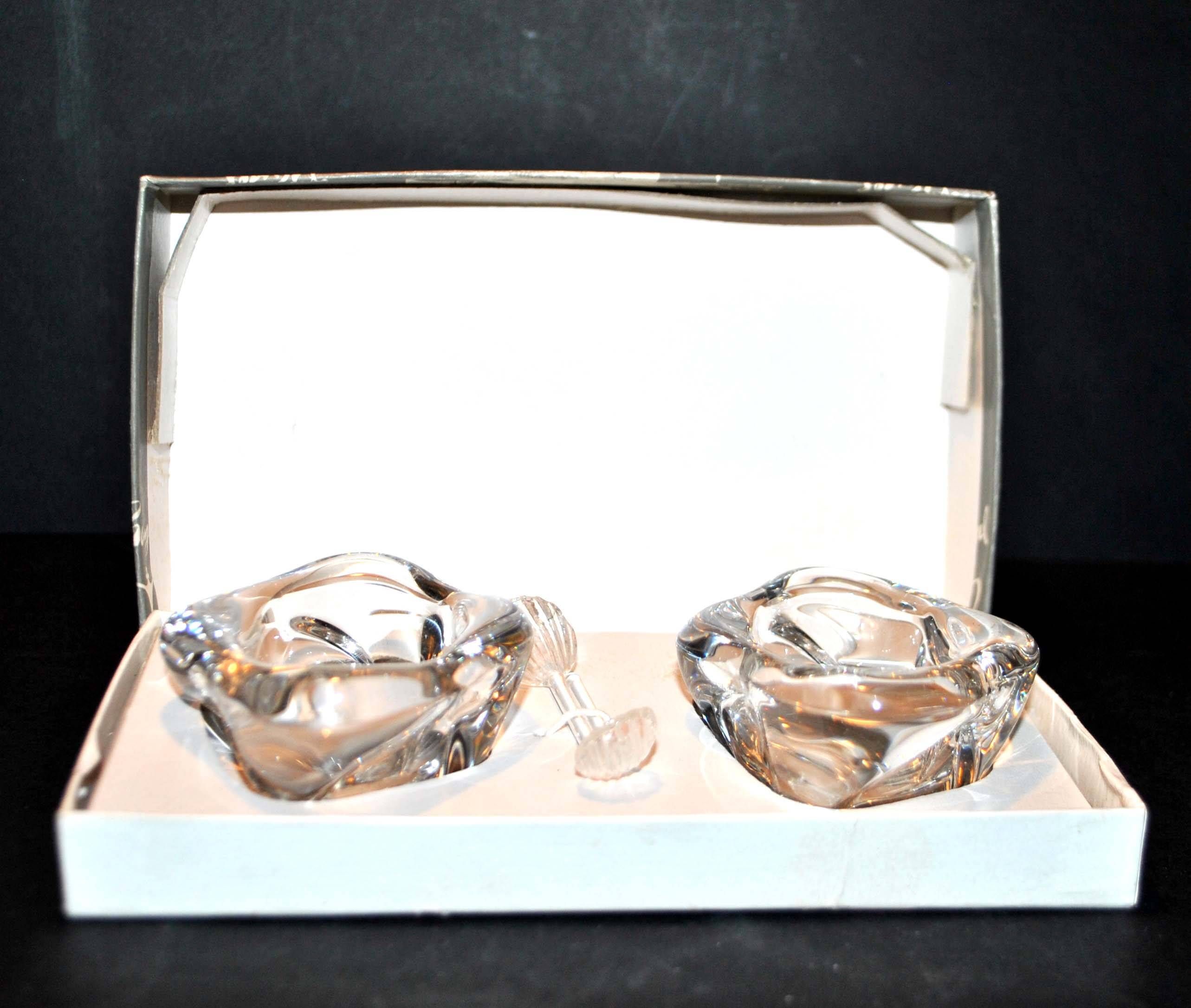Vintage BAYEL crystal salt shakers - Salerons Modernist Design free form 1960