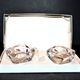 Vintage BAYEL crystal salt shakers - Salerons Modernist Design free form 1960
