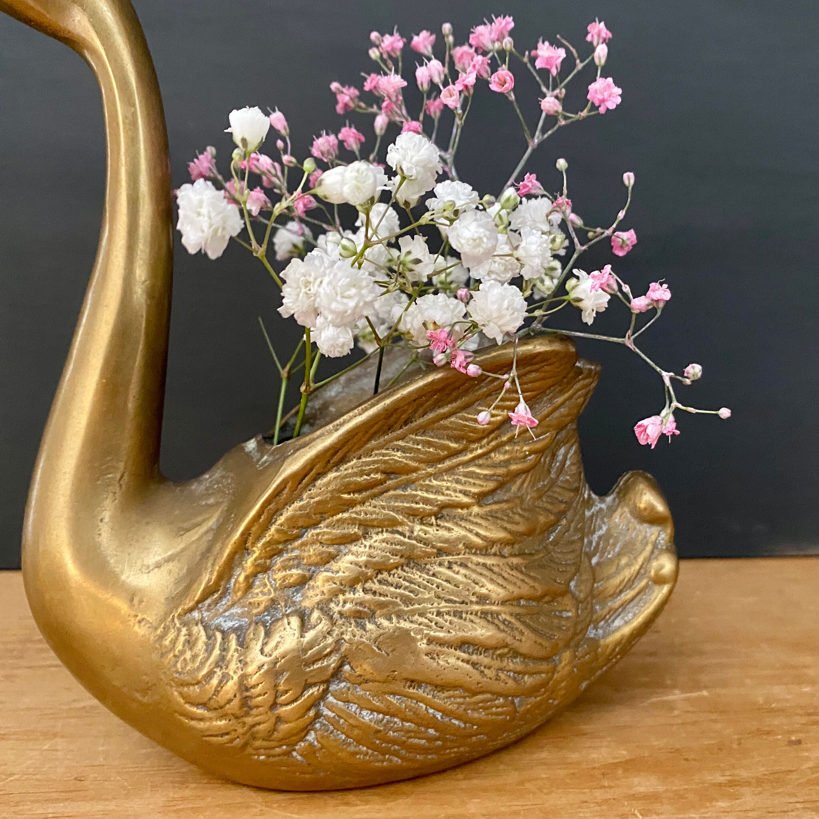 Brass swan pot cover