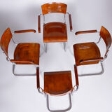 Set Of 4 Restored Bauhaus Beech Armchairs Designed by Mart Stam, 1930s, Czechia, High Gloss