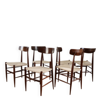 Rare série de 6 chaises vintage corde italienne Eredi Marelli, 1950